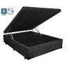 Cama com Baú Pistão á gás Casal Preto Suede - 1