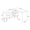 Ver imagem 4 de Escrivaninha Mesa Escritório em L Pés Metálicos Dubai 1 Porta 5 Nichos 136,5cm Industrial Carvalho e