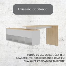 Escrivaninha Industrial em L 1 Porta 5 Nichos Pés Metálicos Dubai - 6