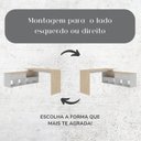 Ver imagem 5 de Escrivaninha Mesa Escritório em L Pés Metálicos Dubai 1 Porta 5 Nichos 136,5cm Industrial Carvalho e