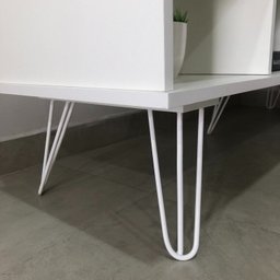 Escrivaninha Industrial em L 1 Porta 5 Nichos Pés Metálicos Dubai - 7