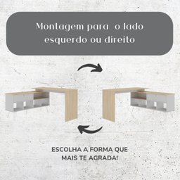 Escrivaninha Industrial em L 1 Porta 5 Nichos Pés Metálicos Dubai - 5