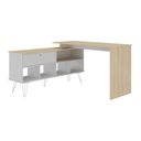 Ver imagem 3 de Escrivaninha Mesa Escritório Industrial em L 1 Porta 5 Nichos Pés Metálicos Dubai