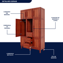 Ver imagem 6 de Guarda-Roupa Solteiro com Espelho 7 Portas 3 Gavetas Belém Capelinha Vermelho/Mel
