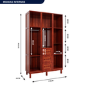 Ver imagem 3 de Guarda-Roupa Solteiro com Espelho 7 Portas 3 Gavetas Belém Capelinha Vermelho/Mel