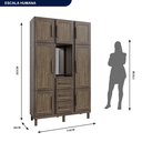 Ver imagem 5 de Guarda-Roupa Solteiro com Espelho 7 Portas 3 Gavetas Belém Capelinha Marrom/Imbuia