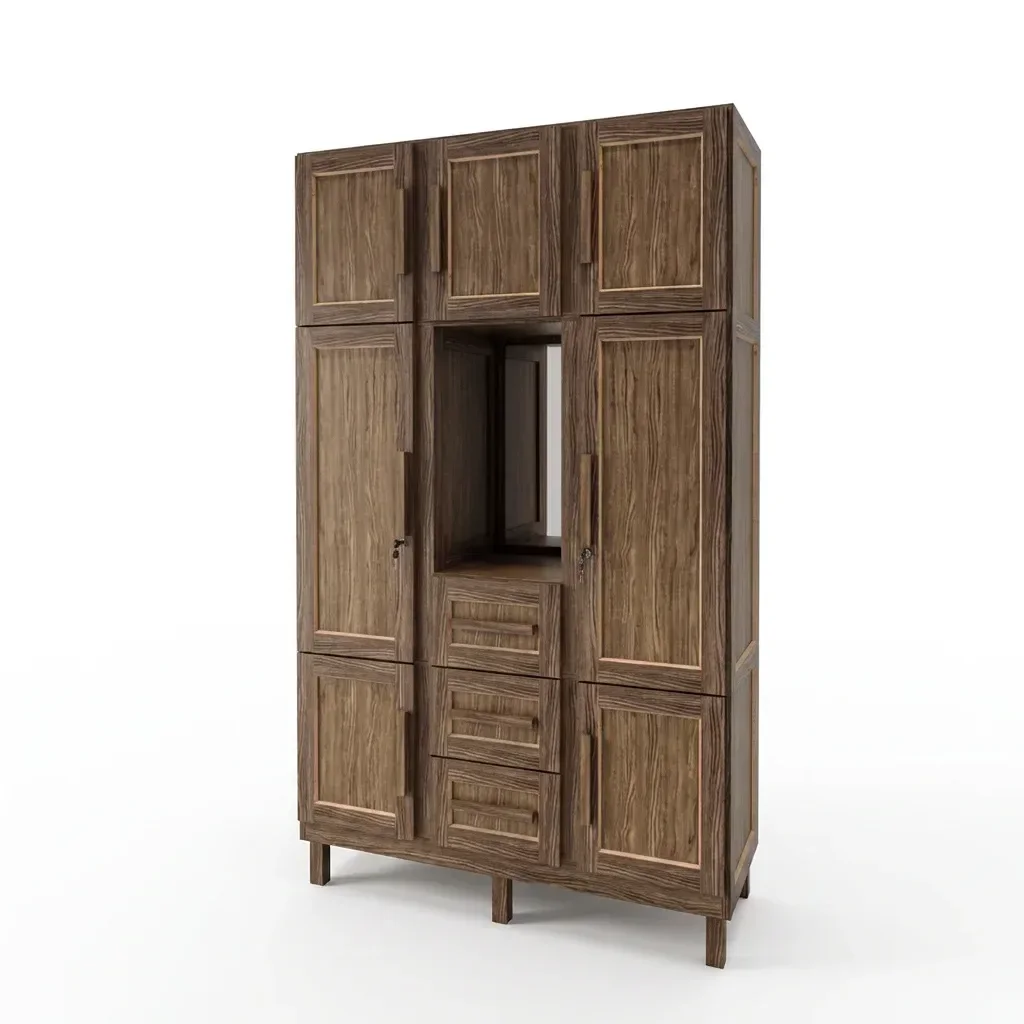 Ver imagem 2 de Guarda-roupa Solteiro com Espelho 7 Portas 3 Gavetas Belém Capelinha