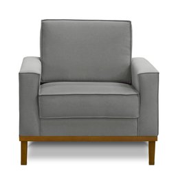 Kit Sofá 3 Lugares 2,10m com Chaise Esquerdo e 2 Poltronas Living Lavinia Linho Cinza Adonai - 6