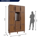 Ver imagem 4 de Guarda-Roupa Solteiro com Espelho 7 Portas 3 Gavetas Belém Capelinha Bege/Ypê