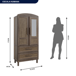 Guarda-roupa Solteiro 2 Portas 2 Gavetas Santana - 5