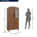 Ver imagem 6 de Guarda-Roupa Solteiro 2 Portas 2 Gavetas Santana Bege/Ypê
