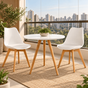 Ver imagem 2 de Conjunto Mesa de Jantar Redonda 80cm com 2 Cadeiras Saarinen Leda Almofadadas para Sala de Jantar Co