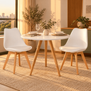 Ver imagem 4 de Conjunto Mesa de Jantar Redonda 80cm com 2 Cadeiras Saarinen Leda Almofadadas para Sala de Jantar Co