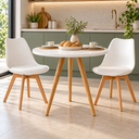 Ver imagem 5 de Conjunto Mesa de Jantar Redonda 80cm com 2 Cadeiras Saarinen Leda Almofadadas para Sala de Jantar Co