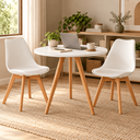 Ver imagem 3 de Conjunto Mesa de Jantar Redonda 80cm com 2 Cadeiras Saarinen Leda Almofadadas para Sala de Jantar Co