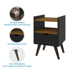 Mesa de Cabeceira Alice Prado Móveis:preto/freijó - 4