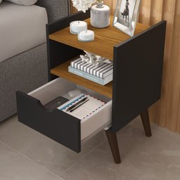 Mesa de Cabeceira Alice Prado Móveis:preto/freijó - 3
