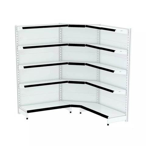Gondola Parede 202 Fit Ate 2 Metros 1 Canto Branco 15b Pe Preto