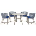 Ver imagem 1 de Mesa com 4 Cadeiras de Jantar Roma 100cm e Noronha em Aluminío Fendi Corda Nautica Estofado 10 Trama