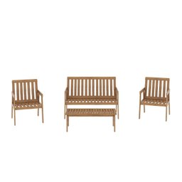 Conjunto Para Jardim Família 4 Peças 3 Poltronas 1 Mesa de Centro de Madeira Eucalipto sem Almofada  - 8