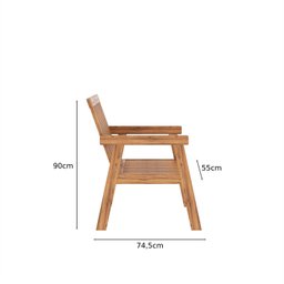 Conjunto Para Jardim Família 4 Peças 3 Poltronas 1 Mesa de Centro de Madeira Eucalipto sem Almofada  - 6