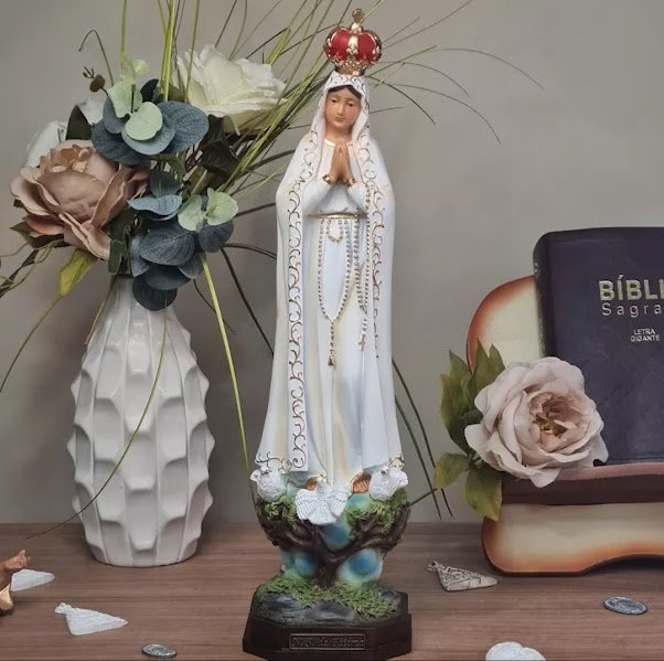 Imagem Nossa Senhora de Fátima 30cm Resina Grande