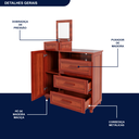 Ver imagem 6 de Cômoda Sapateira com Espelho 1 Porta 3 Gavetas e Porta Jóias Cuiabá Vermelho/Mel