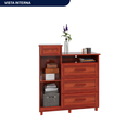 Ver imagem 5 de Cômoda Sapateira com Espelho 1 Porta 3 Gavetas e Porta Jóias Cuiabá Vermelho/Mel