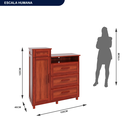 Ver imagem 4 de Cômoda Sapateira com Espelho 1 Porta 3 Gavetas e Porta Jóias Cuiabá Vermelho/Mel