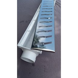Ralo Linear 6x50 modelo Grelha Inox Polida Desenho S Coletor Branco - Ficone Reis - 2
