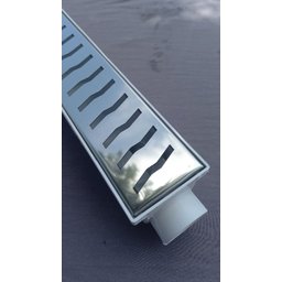 Ralo Linear 6x50 modelo Grelha Inox Polida Desenho S Coletor Branco - Ficone Reis - 5