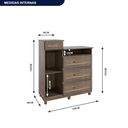 Ver imagem 4 de Cômoda Sapateira com Espelho 1 Porta 3 Gavetas e Porta Jóias Cuiabá Marrom/Imbuia