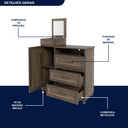 Ver imagem 6 de Cômoda Sapateira com Espelho 1 Porta 3 Gavetas e Porta Jóias Cuiabá