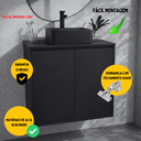 Ver imagem 2 de Gabinete de Banheiro Suspenso Mdf Preto 60cm Minimalista