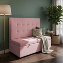 Ver imagem 1 de Canto Alemão Recamier Bau + Painel Paris 140cm Suede Rose - Clique Decor