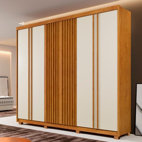 Guarda-Roupa Casal 6 Portas 6 Gavetas Montreal Marrom/Cinamomo/Off-White