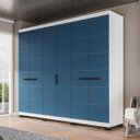 Ver imagem 2 de Roupeiro Lisboa 6 Portas 4 Gavetas 242x214cm Branco/Azul 240843