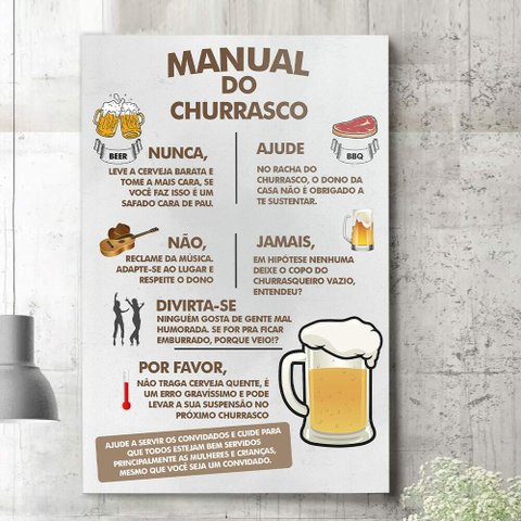 Placa Decorativa Manual do Churrasco-30X45Cm