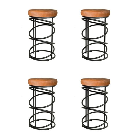 Conjunto 04 Banquetas 62cm Londres Preto/Caramelo