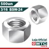 500 PEÇAS - PORCA SEXTAVADA 3/16 BSW-24FPP ZINCO BRANCO - 3