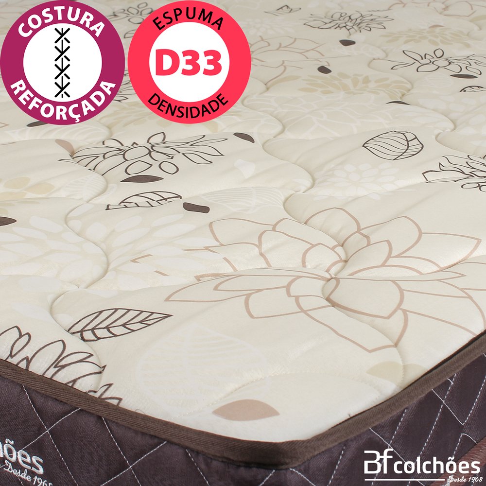 Colchão Solteiro Ortopédico Firme Espuma D33 Antialérgico Certificado Bege 88x188x24cm - BF Colchões - 4