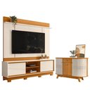 Ver imagem 1 de Estante Home Theater Siena com Pés com Aparador para Sala Buffet Monza Cinamomo Off White - Madetec