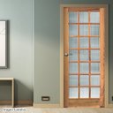 Ver imagem 1 de Folha de Porta Madeira Maciça Angelim 210cm x 80cm Vidro Quadriculado Jomadi Marrom
