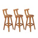 Ver imagem 1 de Kit 3 Banquetas Alta com Encosto Madeira Maciça - Natural