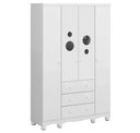 Ver imagem 1 de Armario Infantil 4 Portas Bolinha - Moveis Peroba Branco Brilho