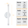 Arandela Parede Slim Billy Branca com 2 Led G9 5w - 5