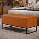 Ver imagem 2 de Puff Decorativo para Sala de Estar Cléo W01 Base de Ferro 90 Cm Couríssimo Canela - Lyam Decor