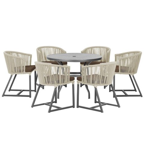 Mesa e 6 Cadeiras e Noronha Preto E9 Trama Original Rami