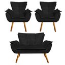 Ver imagem 1 de Kit 01 Namoradeira 02 Poltronas Opala Suede Preto Pés