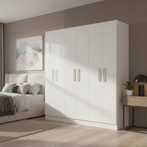 Guarda Roupa Casal Ipê 6 Portas Branco Fosco